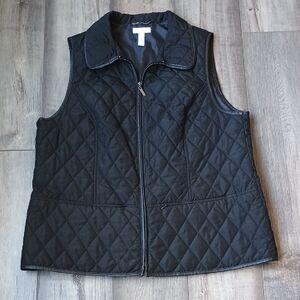 Charter Club Black Quilted Vest with Diamond Stitching